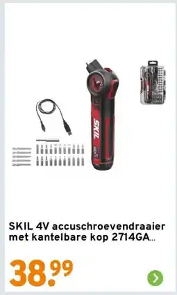 GAMMA SKIL 4V accuschroevendraaier met kantelbare kop 2714GA (Incl. USB-C Lader, koffer en 28 accessoires) aanbieding
