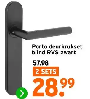 GAMMA Porto deurkrukset blind RVS zwart aanbieding