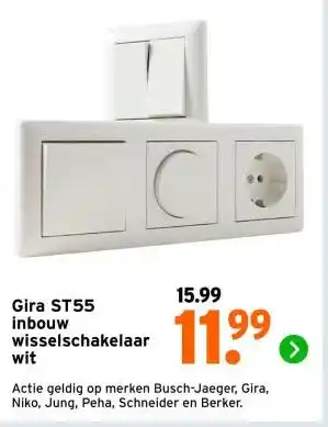 GAMMA Gira ST55 inbouw wisselschakelaar wit aanbieding