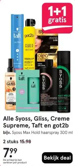 Etos Alle Syoss, Gliss, Creme Supreme, Taft en got2b aanbieding