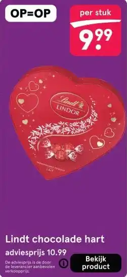 Etos Lindt chocolade hart aanbieding