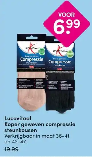 DA Lucovitaal Koper geweven compressie steunkousen aanbieding