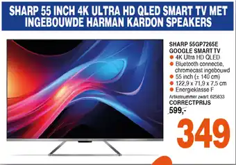 Correct SHARP 55GP7265E GOOGLE SMART TV aanbieding