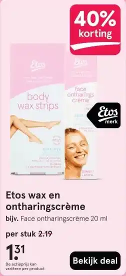 Etos Etos wax en ontharingscrème aanbieding