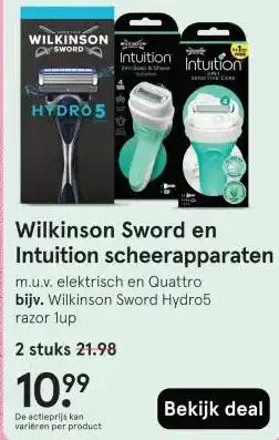 Etos Wilkinson Sword en Intuition scheerapparaten aanbieding
