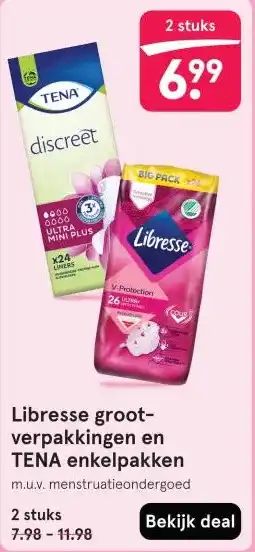 Etos Libresse groot- verpakkingen en TENA enkelpakken aanbieding