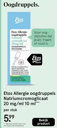 Etos Etos Allergie oogdruppels Natriumcromoglicaat 20 mg/ml 10 ml aanbieding