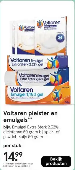 Etos Voltaren pleister en emulgels aanbieding