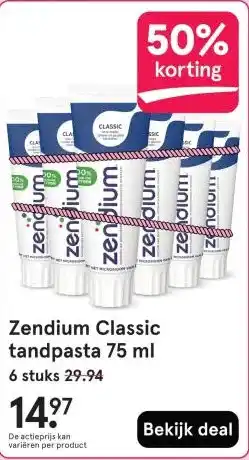 Etos Zendium Classic tandpasta 75 ml aanbieding