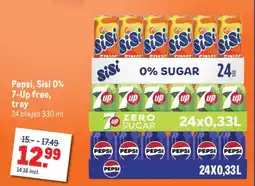 Makro Pepsi, Sisi 0% 7-Up free, tray aanbieding