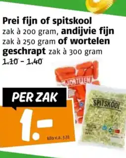 Poiesz Prei fijn of spitskool andijvie fijn, of wortelen geschrapt aanbieding
