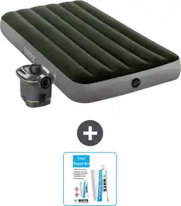 Bol.com Intex Luchtbed - 1-Persoons - 99 x 191 x 25 cm - Groen - Inclusief pomp - Reparatieset aanbieding