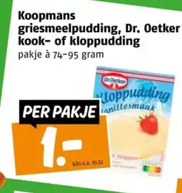 Poiesz Koopmans griesmeelpudding, Dr. Oetker kook- of kloppudding aanbieding
