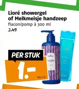 Poiesz Lioré showergel of Melkmeisje handzeep aanbieding