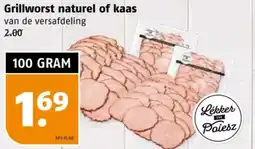 Poiesz Grillworst naturel of kaas aanbieding