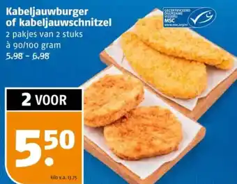 Poiesz Kabeljauwburger of kabeljauwschnitzel aanbieding