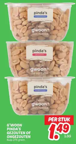 Dekamarkt G'woon pinda's gezouten of ongezouten aanbieding