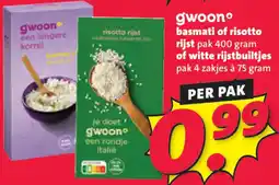 Nettorama Gwoon basmati of risotto rijst of witte rijstbuiltjes aanbieding