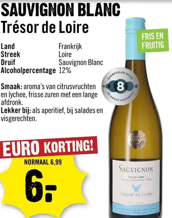Dirck 3 Sauvignon blanc trésor de loire aanbieding