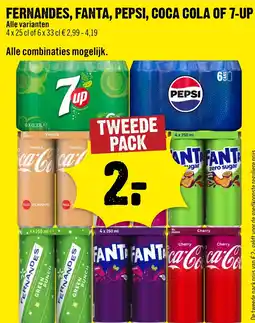 Dirck 3 Fernandes, fanta, pepsi, coca cola of 7-up aanbieding