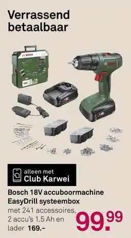 Karwei Bosch 18V accuboormachine EasyDrill systeembox aanbieding