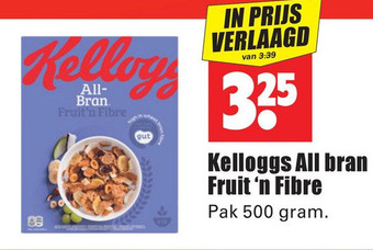 Dirk Kelloggs All bran Fruit 'n Fibre aanbieding
