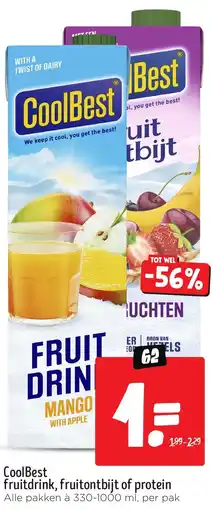 Jumbo CoolBest fruitdrink, fruitontbijt of protein aanbieding