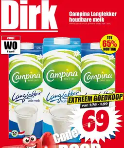Dirk Campina Langlekker houdbare melk aanbieding