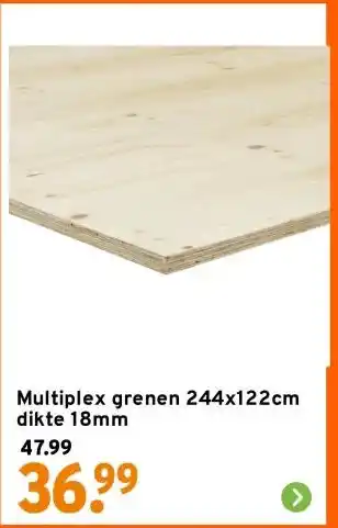 GAMMA Multiplex grenen 244x122cm dikte 18mm aanbieding