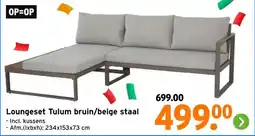 GAMMA Loungeset Tulum bruin/beige staal aanbieding