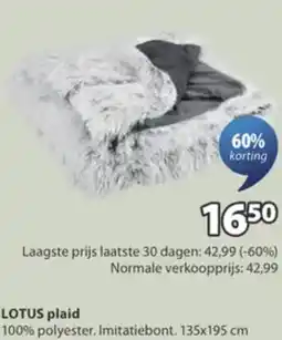 Jysk Lotus plaid aanbieding