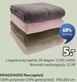 Jysk Dragehode fleeceplaid aanbieding
