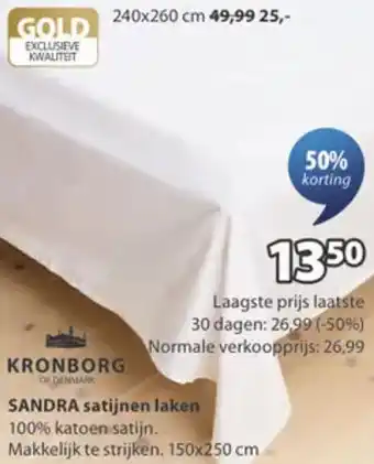 Jysk Kronborg Sandra satijnen laken aanbieding