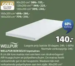 Jysk Wellpur bokselvi topmatras aanbieding