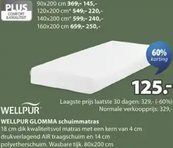 Jysk Wellpur glomma schuimmatras aanbieding