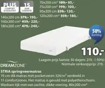 Jysk Dreamzone Stria springveermatras aanbieding