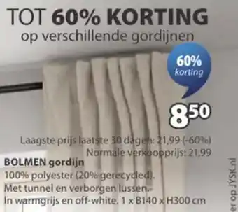 Jysk Bolmen gordijn aanbieding