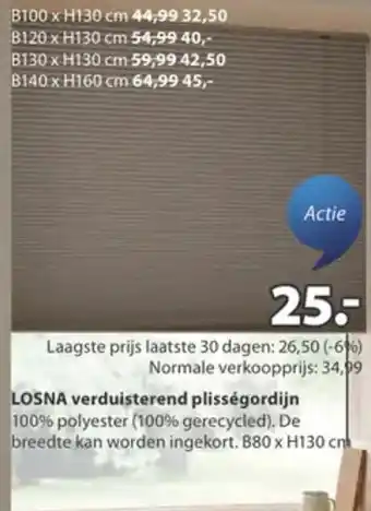 Jysk Losna verduisterend plisségordijn aanbieding