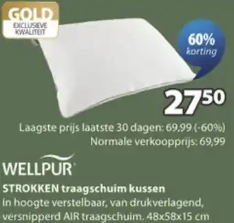 Jysk Wellpur Strokken traagschuim kussen aanbieding