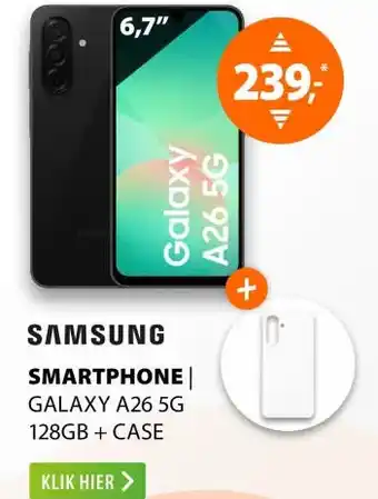 Expert Samsung Galaxy A26 5G 128GB + Clear Case Zwart aanbieding