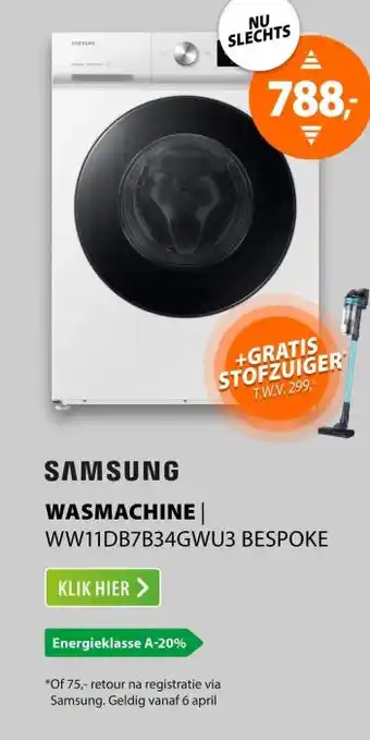Expert Samsung BESPOKE SuperSpeed 7000-serie WW11DB7B34GW aanbieding
