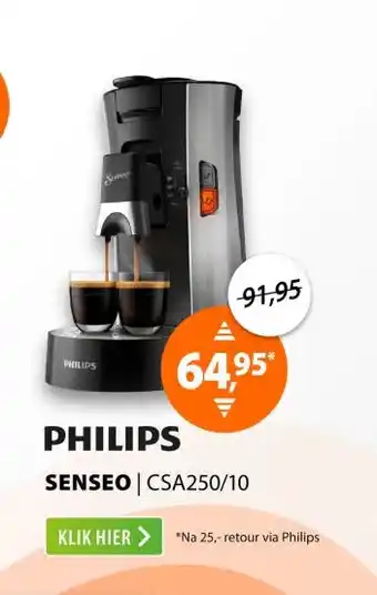 Expert Philips Senseo CSA250/10 Rvs aanbieding
