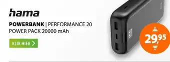 Expert Hama Performance 20 Power Pack 20.000 mAh Antraciet aanbieding