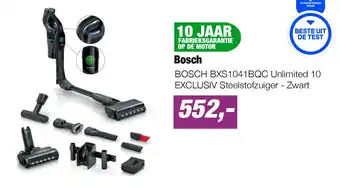 EP BOSCH BXS1041BQC Unlimited 10 EXCLUSIV Steelstofzuiger - Zwart aanbieding