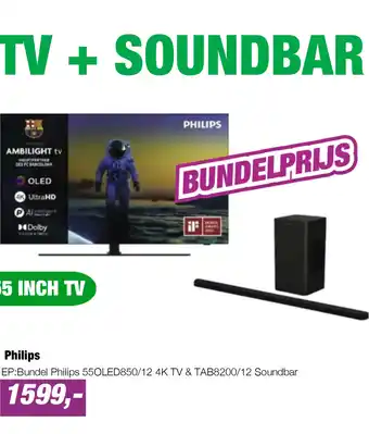 EP EP:Bundel Philips 55OLED850/12 4K TV & TAB8200/12 Soundbar aanbieding
