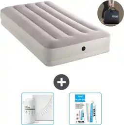 Bol.com Intex Luchtbed - 1-Persoons - 99 x 191 x 30 cm - Grijs - Inclusief pomp - Hoeslaken en Reparatieset aanbieding