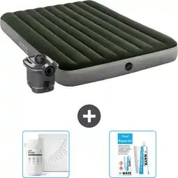 Bol.com Intex Luchtbed - 2-Persoons - 152 x 203 x 25 cm - Groen - Inclusief pomp - Hoeslaken en Reparatieset aanbieding