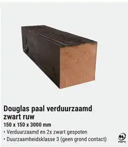 Pontmeyer Douglas paal verduurzaamd zwart ruw aanbieding