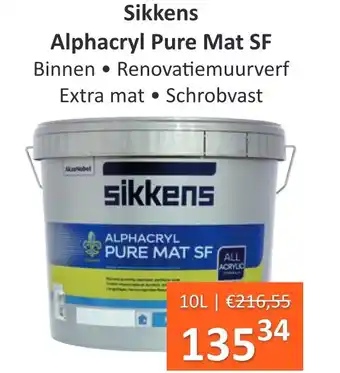 De Verfzaak Sikkens Alphacryl Pure Mat SF 10L aanbieding