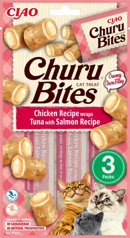 Intratuin Ciao kattensnack Churu Bites kip met tonijn en zalm 10 g 3 stuks aanbieding